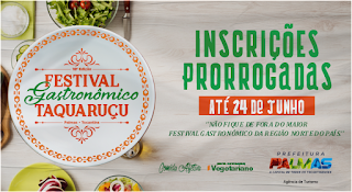 Prazo para inscrição no 16º Festival Gastronômico de Taquaruçu termina nesta sexta, 24