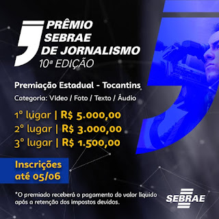 Etapa estadual vai reconhecer os melhores trabalhos do Tocantins no Prêmio Sebrae de Jornalismo
