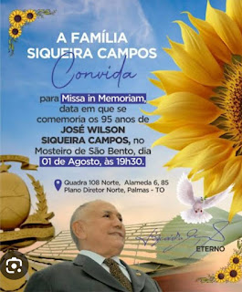 Siqueira Campos, missa in memoriam no Mosteiro de São Bento