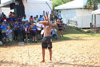Jogos Escolares Indígenas do Tocantins começam com competições tradicionais de sete etnias na Praia da Graciosa
