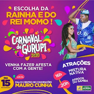 Gurupi abre inscrições para candidatos a Rainha e Rei Momo do Carnaval 2020