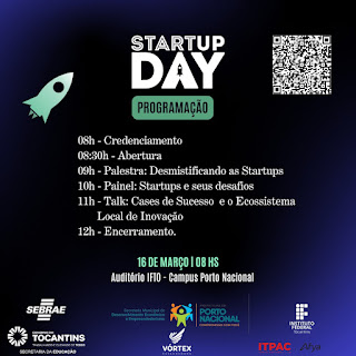 Startup Day ocorre neste sábado, 16, em Porto Nacional