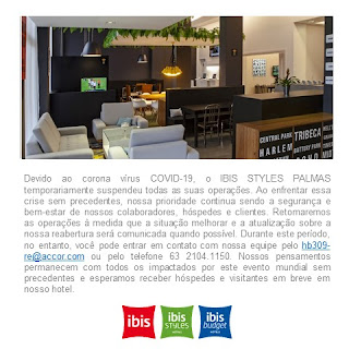 Coronavírus: Mais um hotel suspende as atividades temporariamente em Palmas